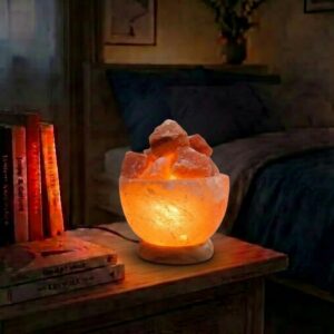 Нощна лампа Купа с кристали Хималайска сол / Himalayan Salt Lamp Bowl Shape