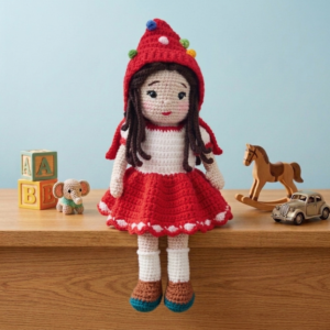 Ръчно плетена кукла Червената шапчица / Hand-knitted Little Red Riding Hood doll